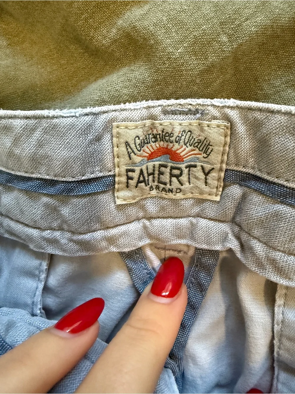 Faherty Light Gray Flat Front Men's Shorts